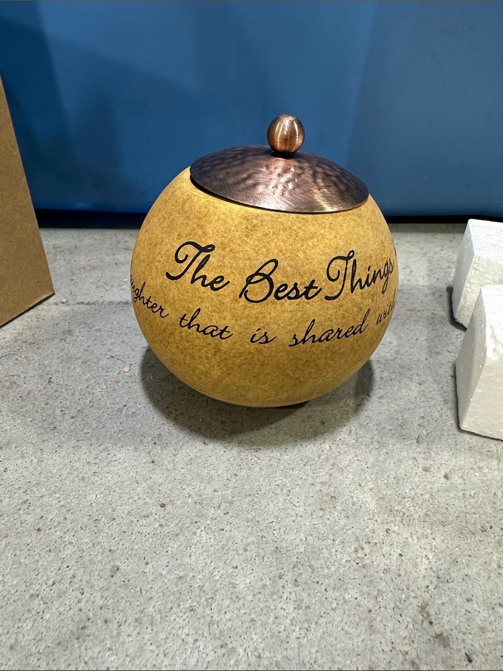 A on Round Decorative piece with Copper Lid